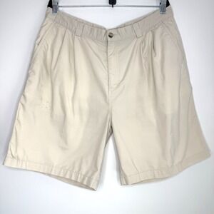 VTG Adidas Golf Shorts Men's 38 Beige Stretch Woven High Rise DEFECT Front Marks